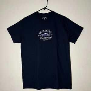 Key Street Lock & Key Car Club Embroidered Black JDM T-Shirt Medium - New Defect